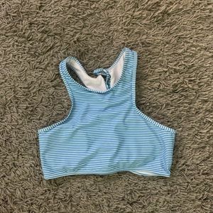 Blue stripped halter bikini